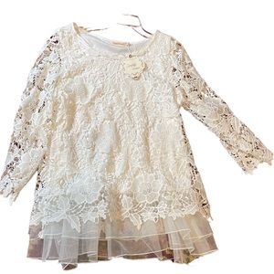 White lace and tule top